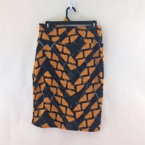 LuLaRoe Black and Yellow Patterns Skirt Size Medium